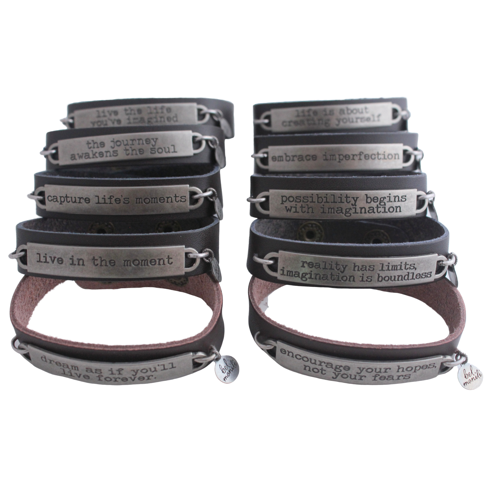 Inspirational Quote Leather Cuff Bracelet | bel monili