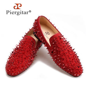 Red Spikes Red Bottom Handmade Loafers 