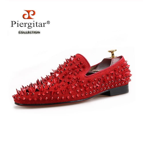 Red Spikes Red Bottom Handmade Loafers 