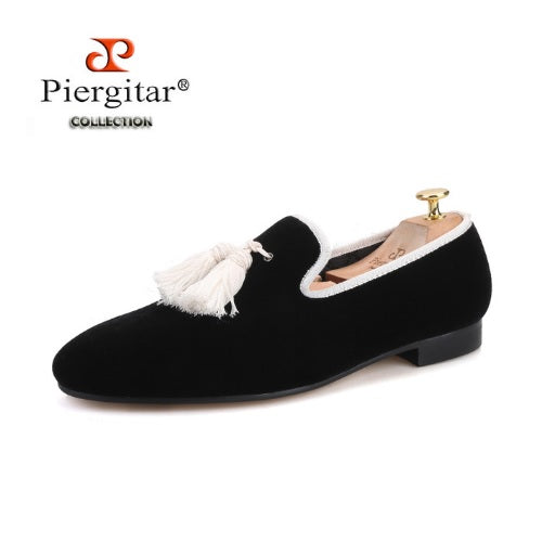 black velvet tassel loafers