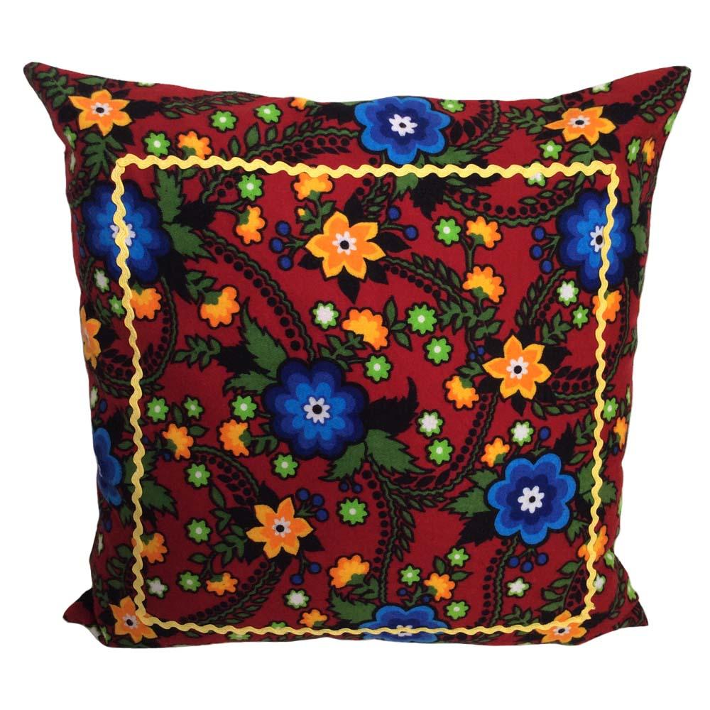 Flannel Floral/Flowers Pattern 18"x18" Pillow Cover - Red