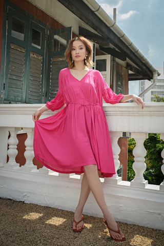 Short Pink Gathered Dress