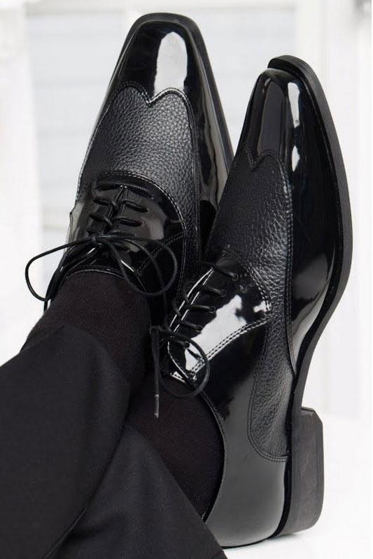 black patent formal shoes
