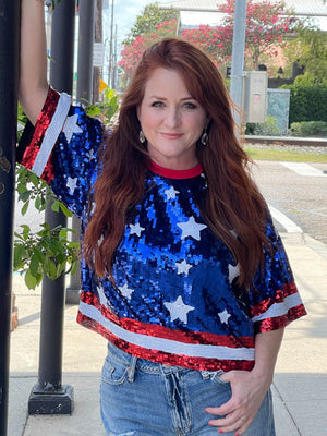 4th Of July Sequin Top - Shopping Xpressions