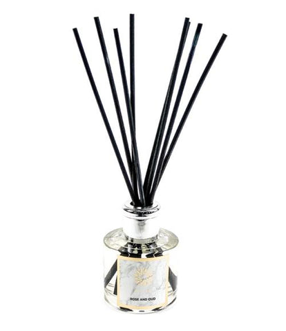 Rose and Oud Diffuser on white background