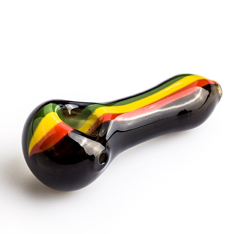 Black Glass Spoon Pipe w/ Stripes