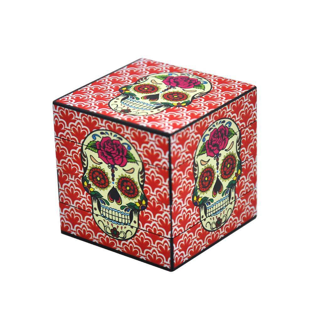 Day of The Dead Sugar Skull Box Novelty Herb Grinder 4 Piece 50mm