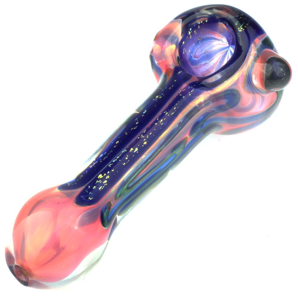 Fumed Purple Color Changing Glass Spoon Pipe w/ Glass Marble