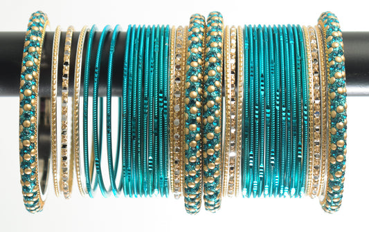 Costume Matching 40 Pc Indian Metal Bangles Bracelet Set in Size