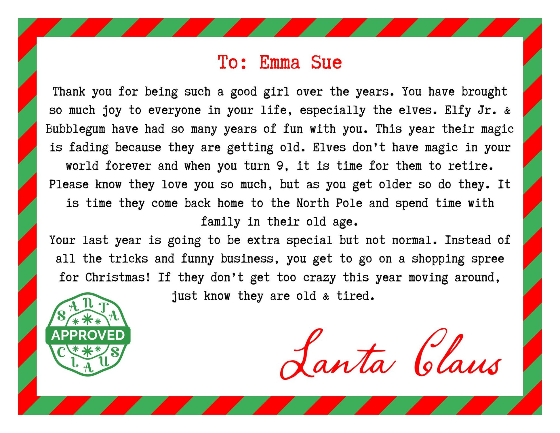 Elf Retirement Certificate, Letter from Santa and Gift Certificate | I ...