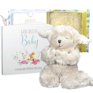 God Bless Baby Gift Set w/ Book, Praying Lamb and Book - Always + Alexis
