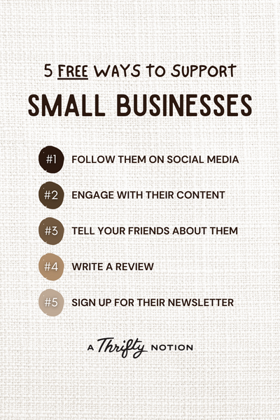 An image that says "5 ways to support small businesses" and lists the 5 ways outlined in this blog post.