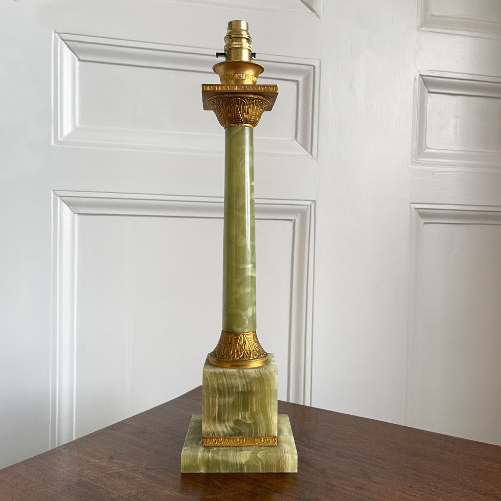 An Antique Gothic Brass Table Lamp -  –