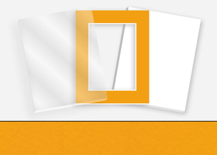Pkg 039: Glass, Foamboard, and Mat #3320 (Saffron) with 2 inch Border