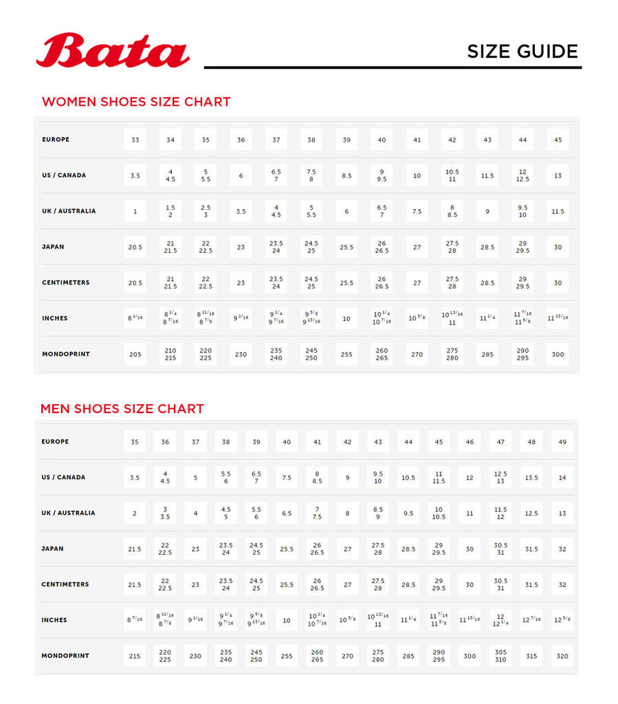 India Shoes Size Chart