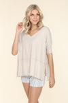 V-Neck Cotton Tee - Oatmeal - Oatmeal