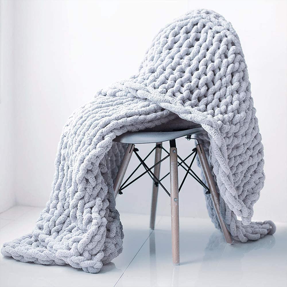 Xpreen Chunky Knit Blanket Chenille Throw Blanket Knitted Throw Blanke Xpreen