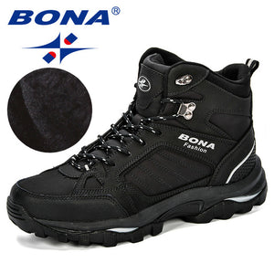 BONA Men Boots Anti-Skidding Leather Shoes Men Popular Comfy Spring Autumn Men Shoes Short Plush Snow Boots Durable Outsole - KMTELL