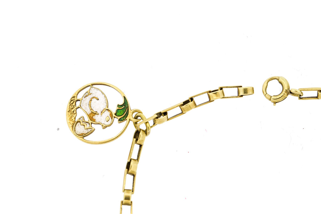 Vintage 1940s 14 Karat Yellow Gold Enamel Charm Bracelet | Keyamour