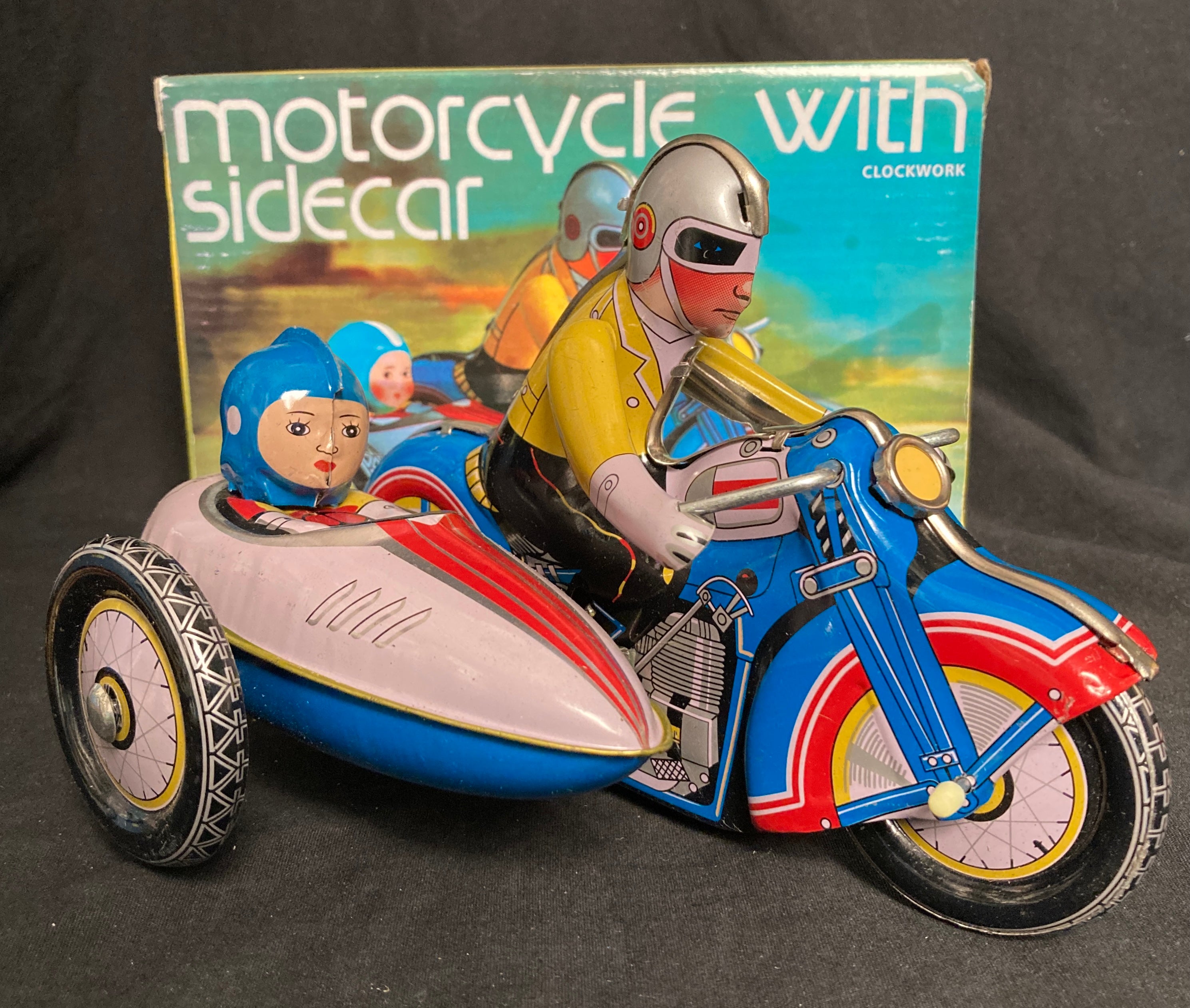 Main Street Toys - Wind Up Tin Chinese Motorcycle With Sidecar