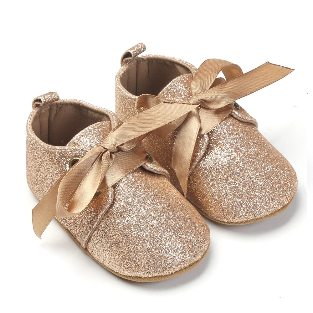 silver glitter baby shoes