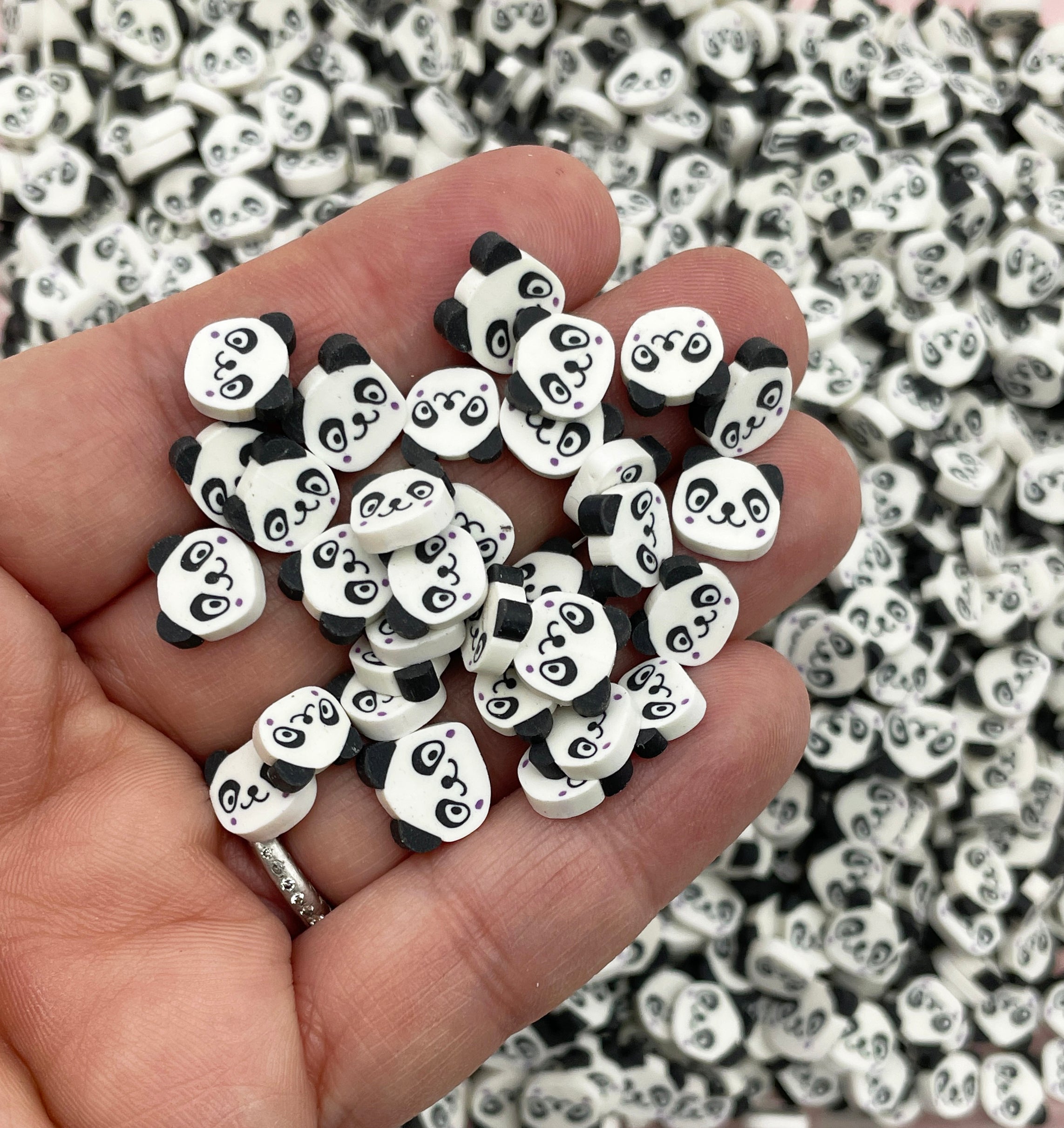 Larger Thick Cut Black and White Panda Bear Polymer Clay Sprinkles, NO ...