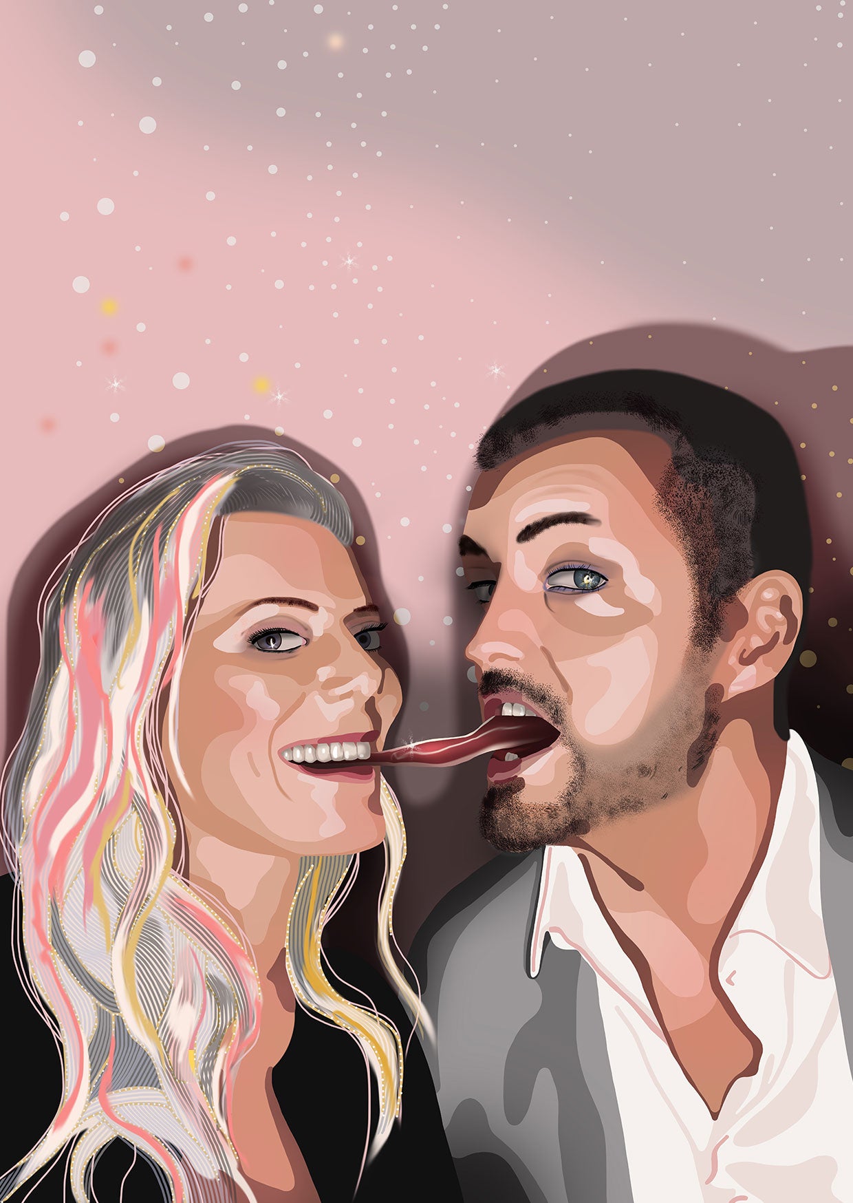 Custom couple portrait digital illustration artwork