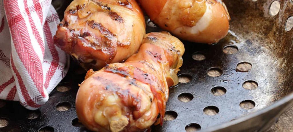 Grilled Drumsticks Wrapped in Bacon
