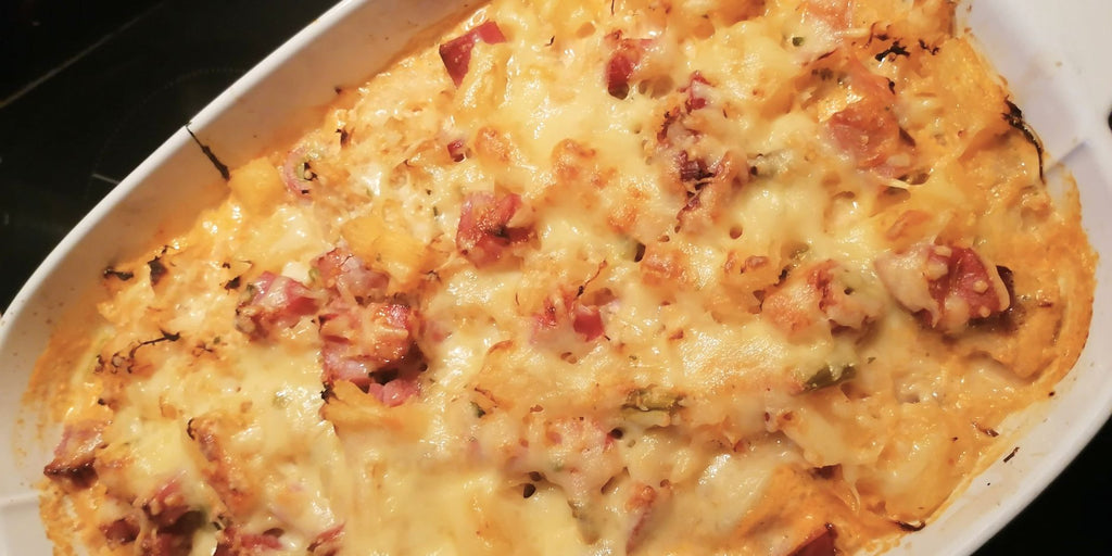 Roasted Garlic Sauerkraut & Ham Casserole