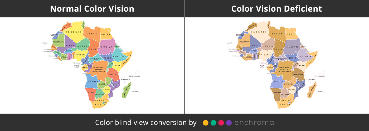Africa map color blind comparison