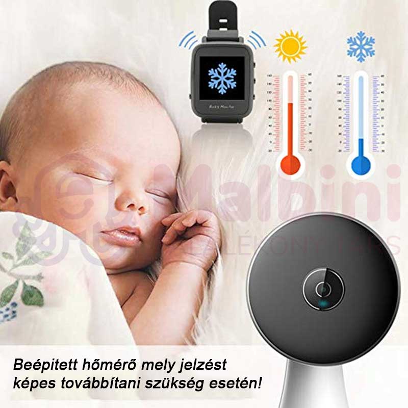 KidSafe Go éjjellátó kamerás bébiőr karórával - hőmérséklet figyelés