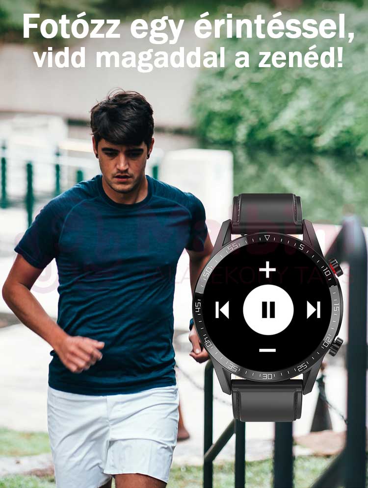 Maxim Blade okosóra fekete bőr, EKG, vérnyomásmérő, vízálló - bluetooth zenelejátszás