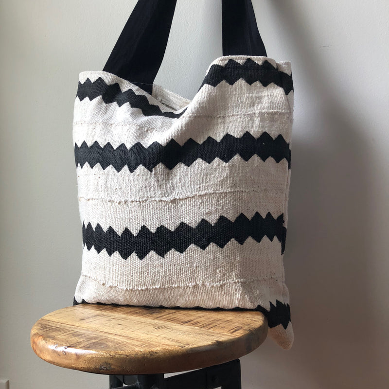 African Mudcloth Tote Bag - Black & White – MackenzieBryant&Co