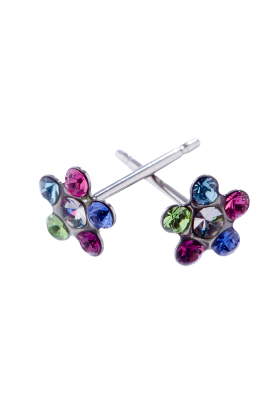 Euro Silver Daisy With Multi Coloured Crystals Studs Life Pharmacy St Lukes