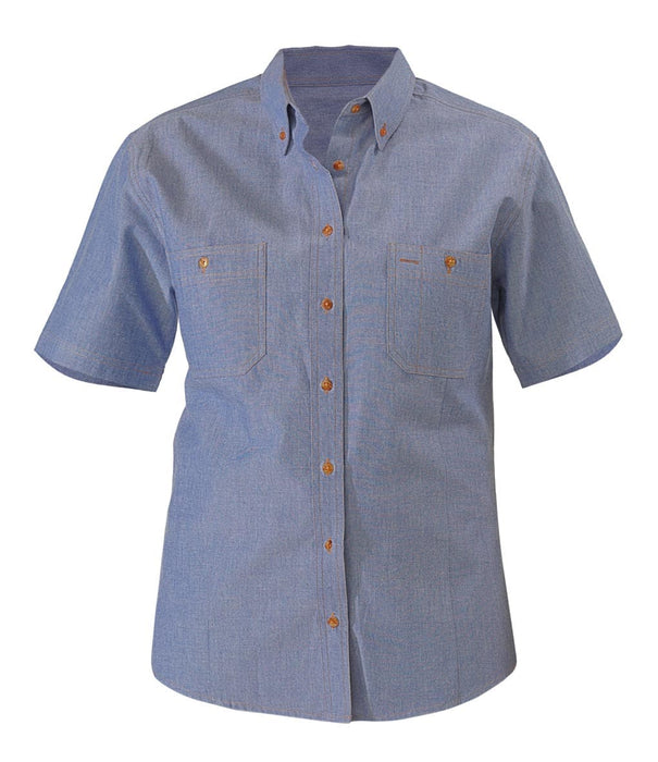 Bisley Ladies Chambray Shirt - Short Sleeve - Blue (B71407L)