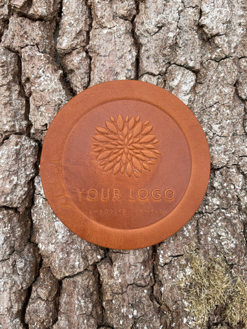 embossed leather coaster