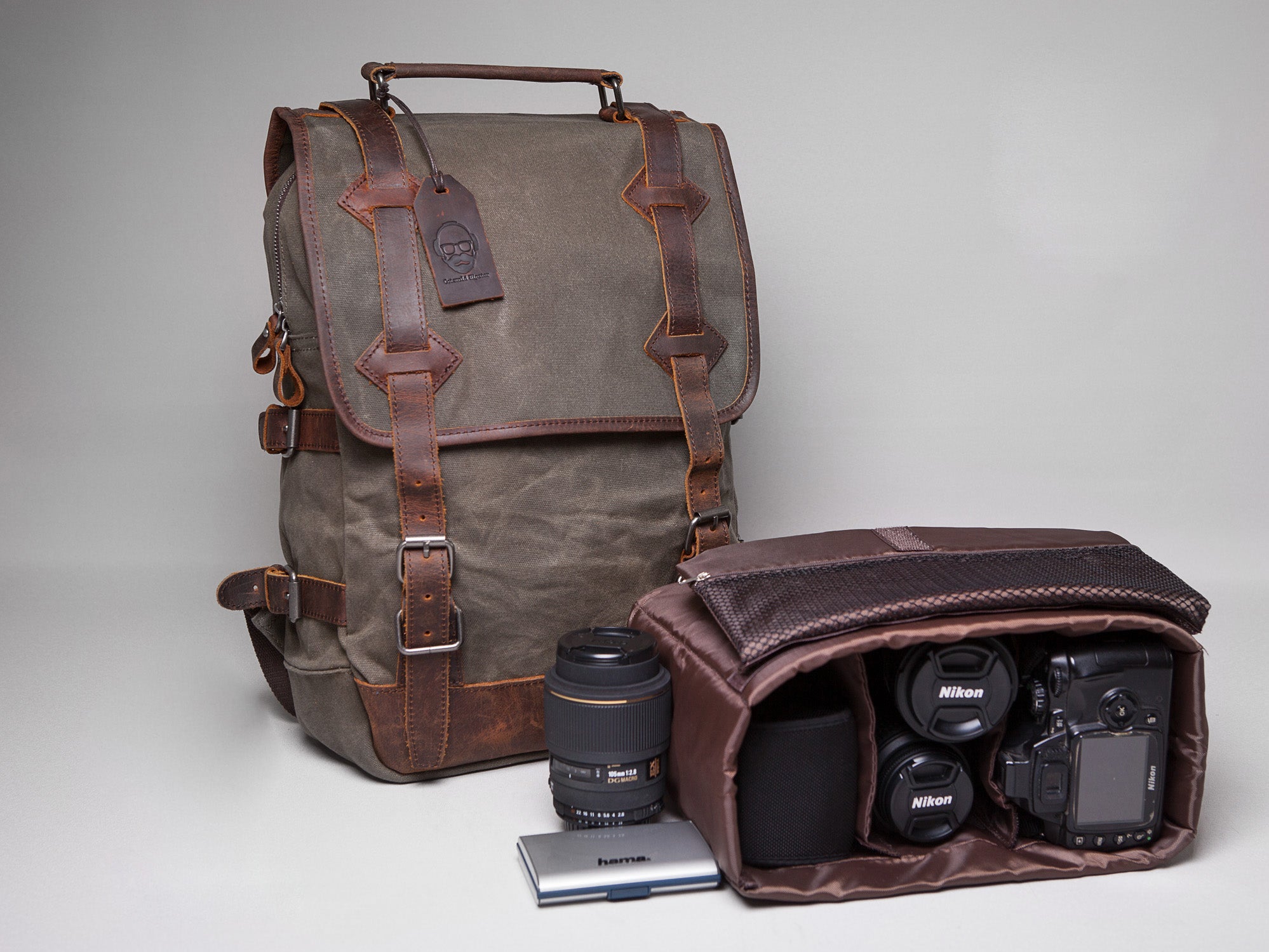 leather backpack camera bag