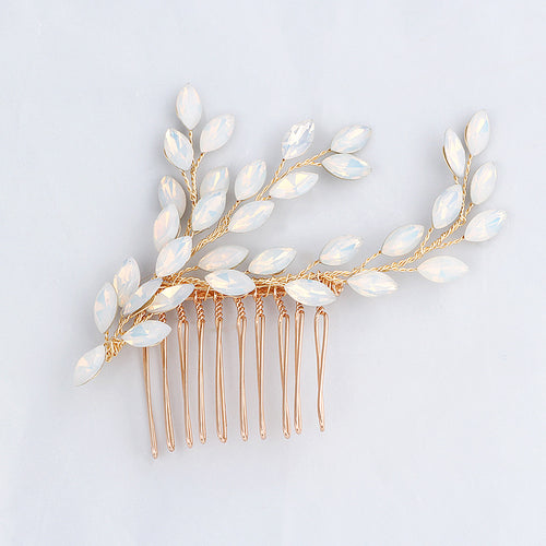 gold crystal hair comb