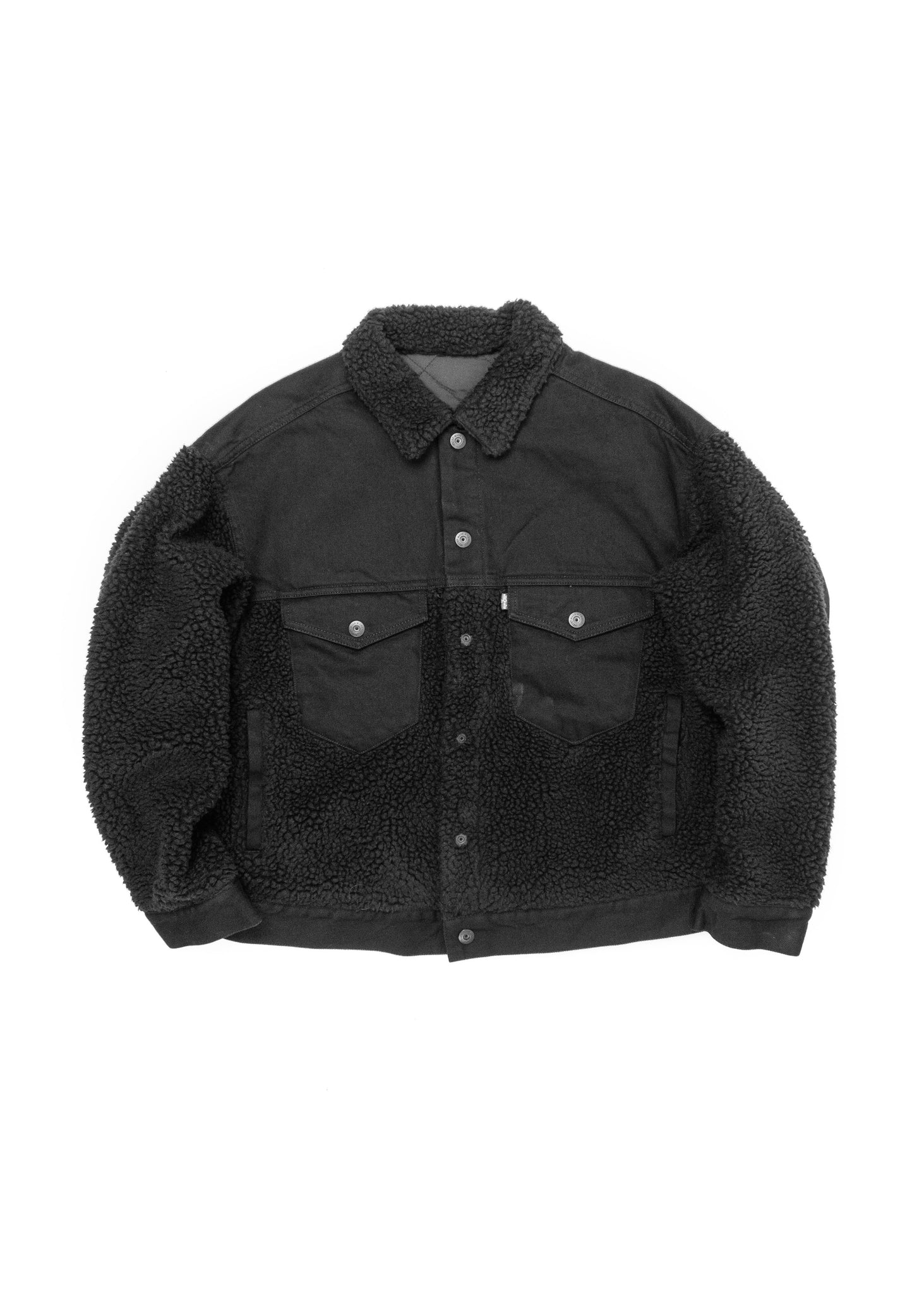 levis black sherpa trucker jacket