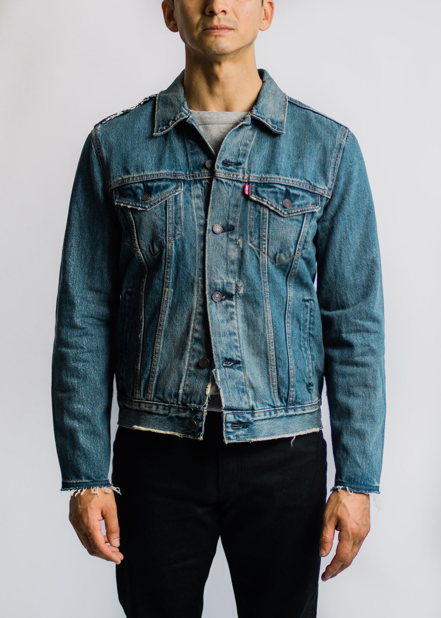 distressed trucker jacket