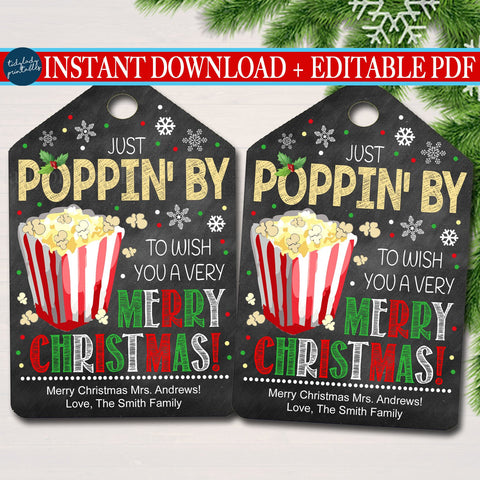 popcorn christmas gift tag
