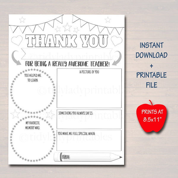 printable teacher appreciation worksheet