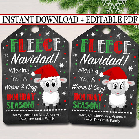 fleece navidad christmas gift tag