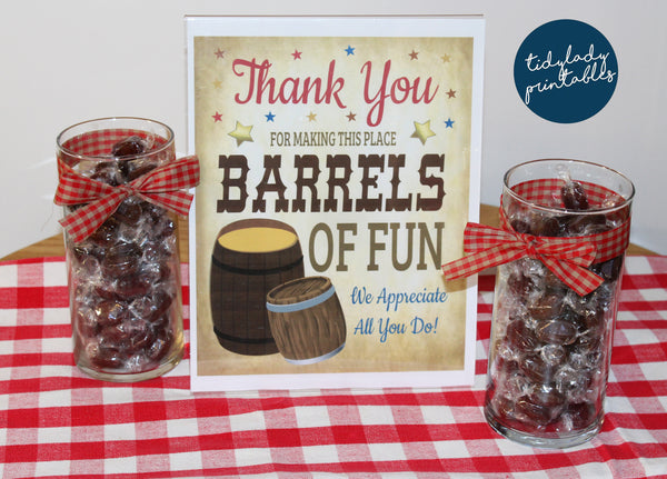 barrels of fun sign