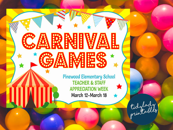 Carnival Circus Themed Teacher Appreciation Week Printable Party Set ...