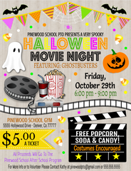 editable halloween movie night flyer invitation template