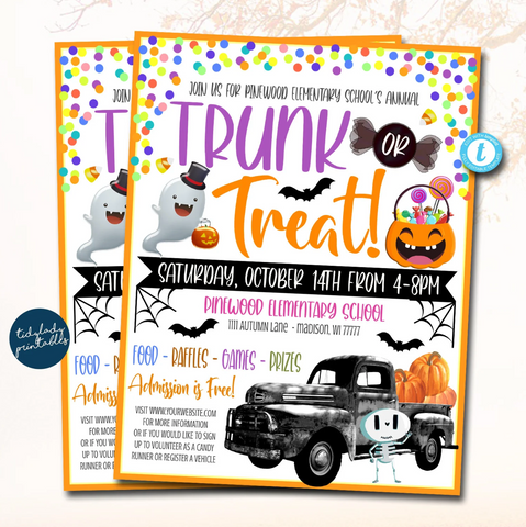 trunk or treat editable flyer poster template