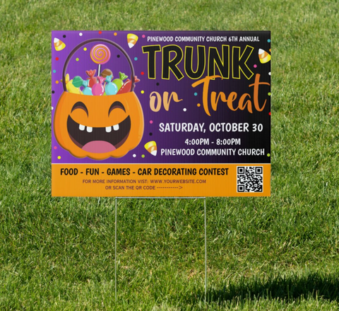 trunk or treat yard sign