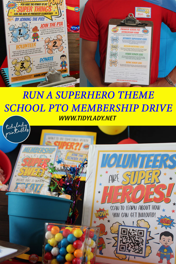 school pto superhero membership drive set