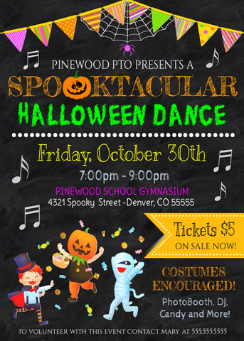 halloween school dance invitation flyer template